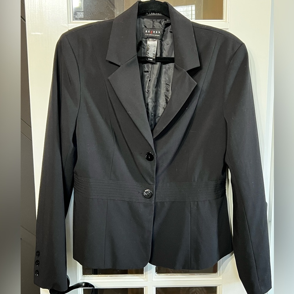 AXCESS Liz Claiborne Classic Black Blazer Jacket 12 Minimalist Capsule Wardrobe